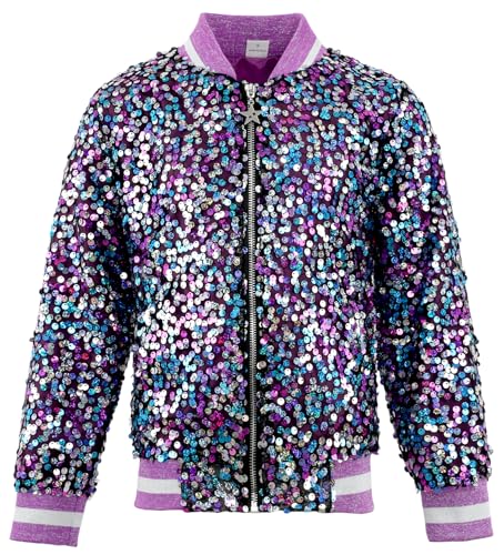 Image of 2Bunnies Girl Ombre Pastel Gradient Shimmer Sparkle Colorful Sequin Bomber Jacket