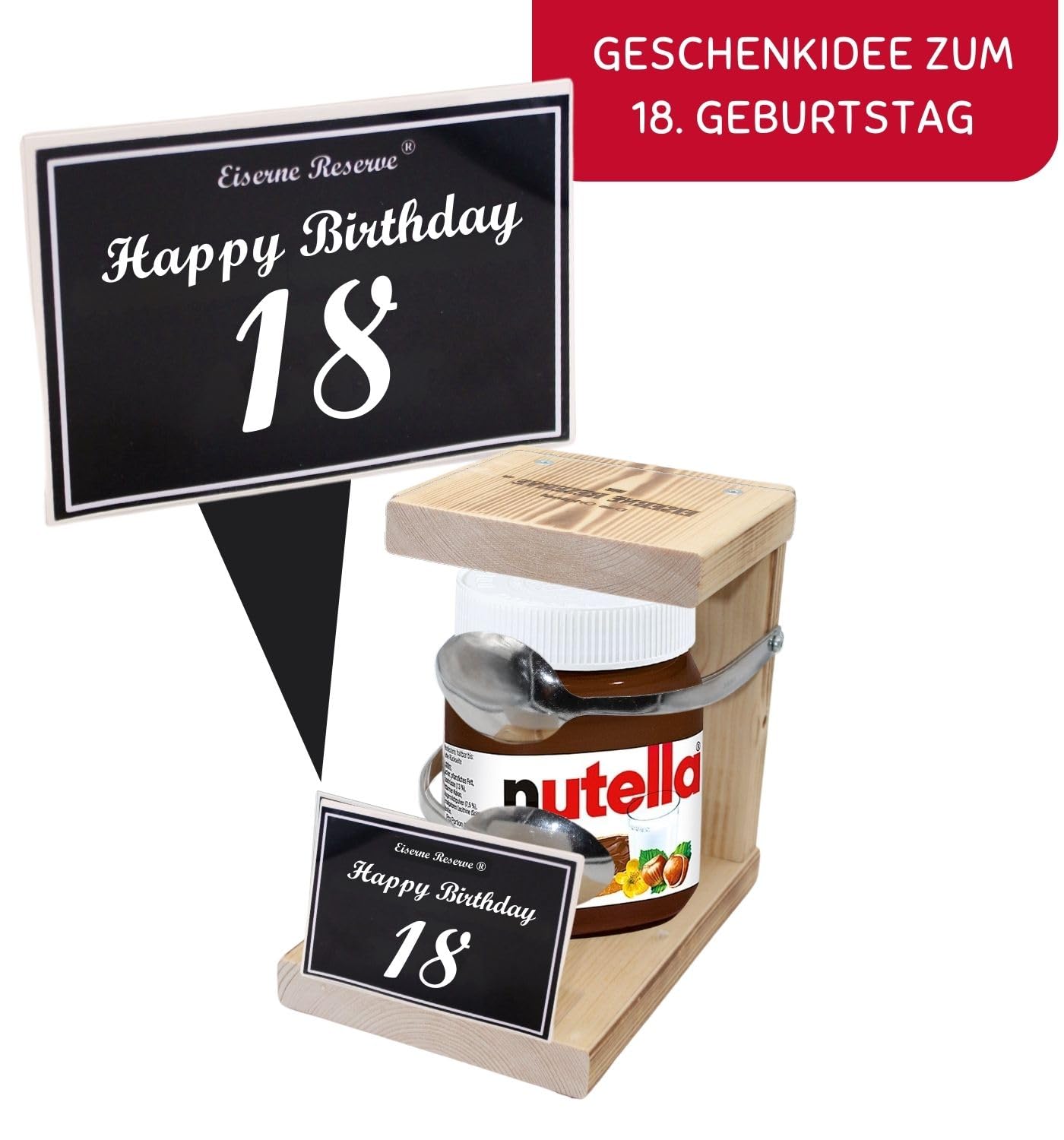 Eiserne Reserve Löffel Nutella Geschenkset 18 Geburtstag für Schokoladen Liebhaber