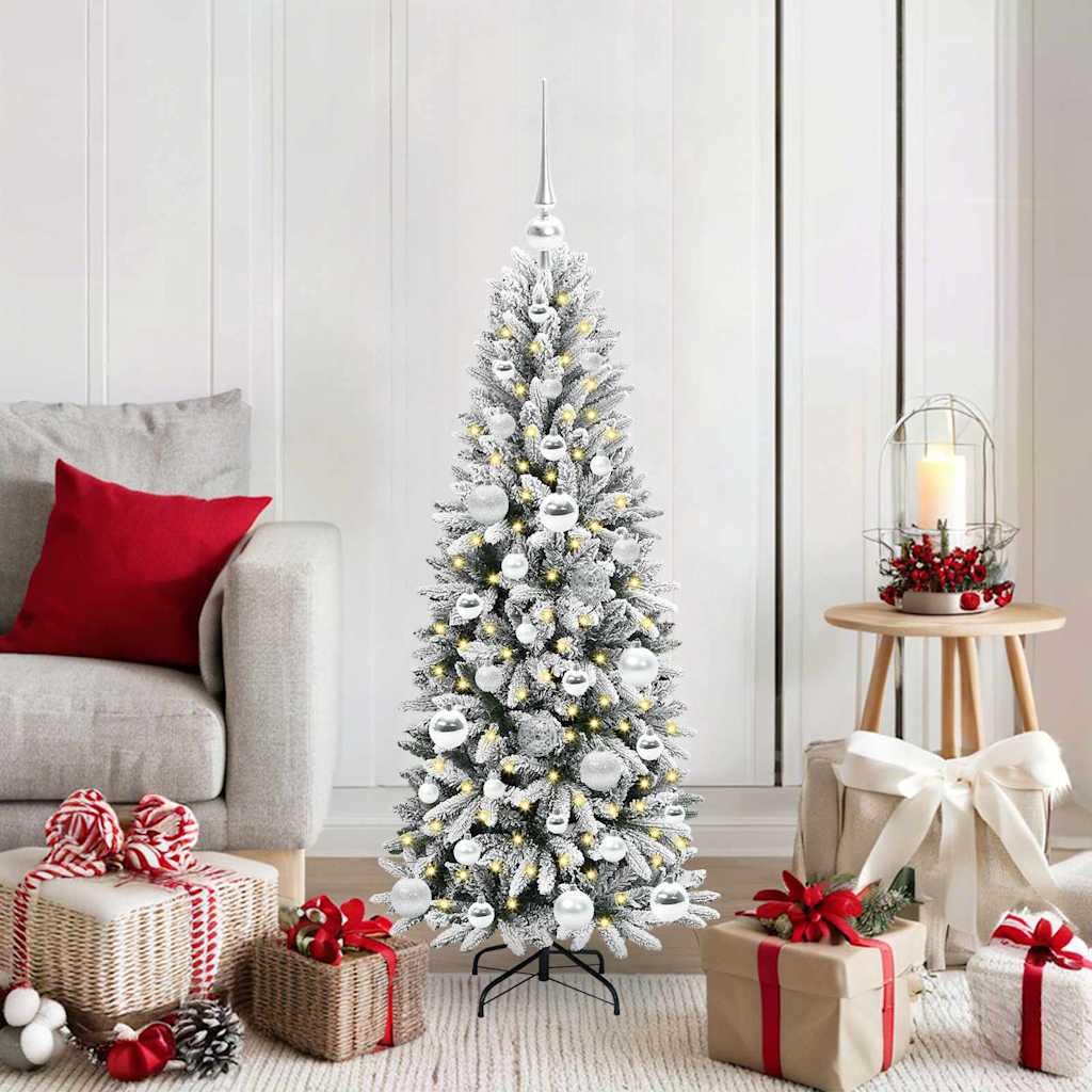 Sapin de Noël artificiel blanc : fini les aiguilles à ramasser grâce au pied pliable