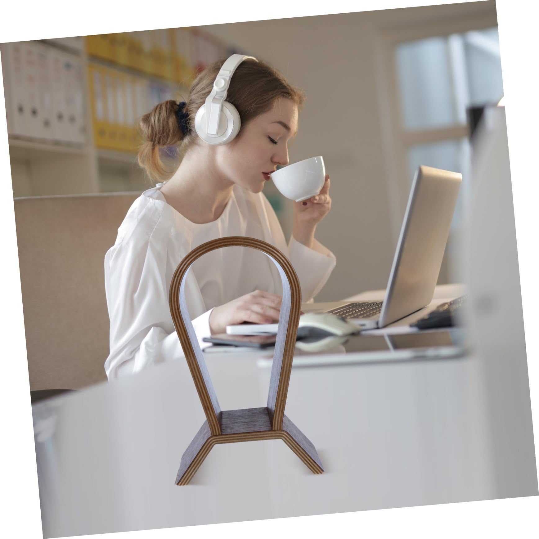 ABOOFAN Support Stable Audio Bois Naturel de en Casque Noyer pour Rangement et Élégant pour Casque, pour Décoration et Bureau