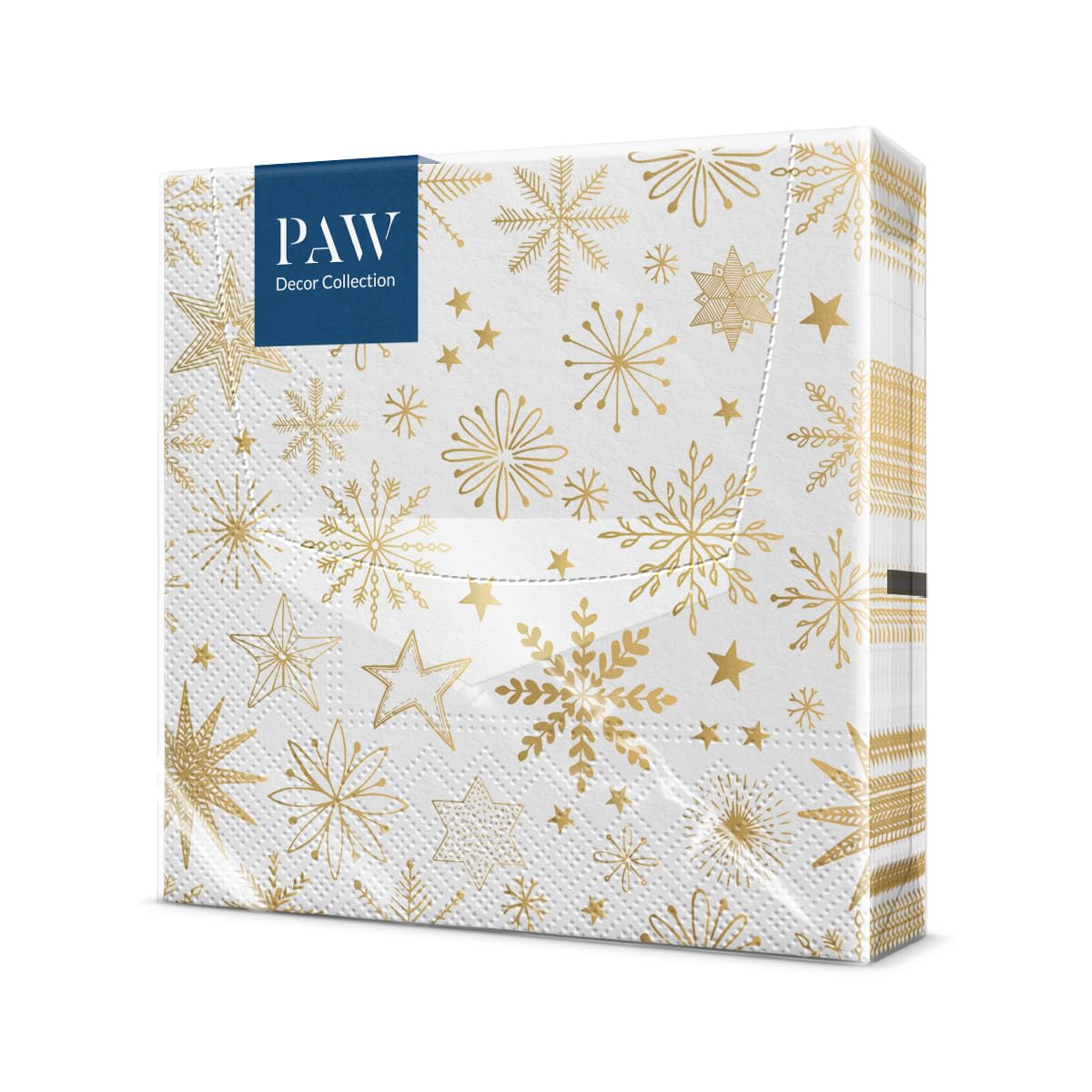PAW - Napkins 3-Ply (33 x 33 cm) I 20 pcs I Perfect for Christmas, Winter, Holidays I Christmas Eve Table Decoration I Winter Paper Napkins - Shiny Snowflakes