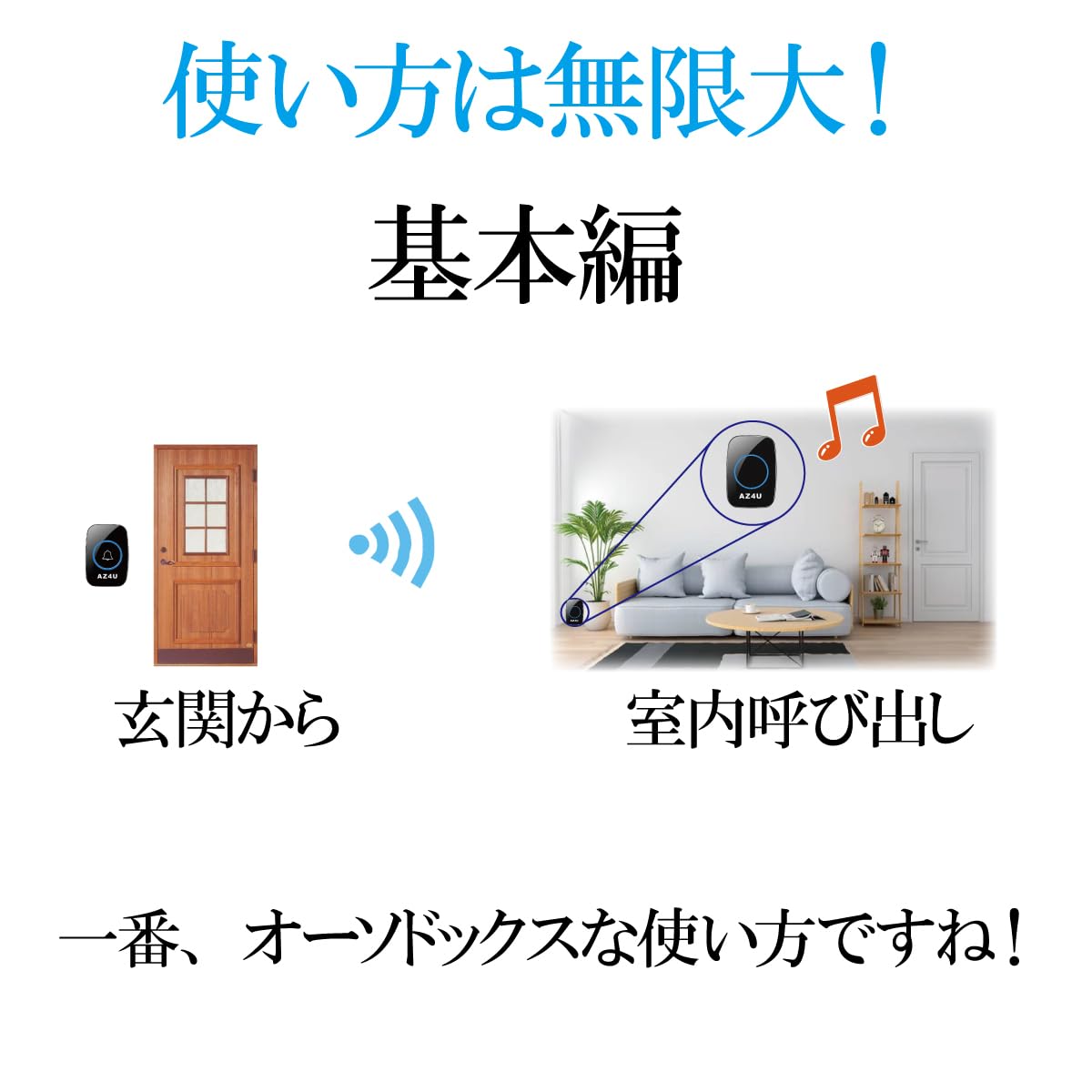 完動品◆フルセット14台◆ワイヤレスチャイムシステム AZ4U ワイヤレスチャイム インターホン 電池式 ドアベルキット ブラック