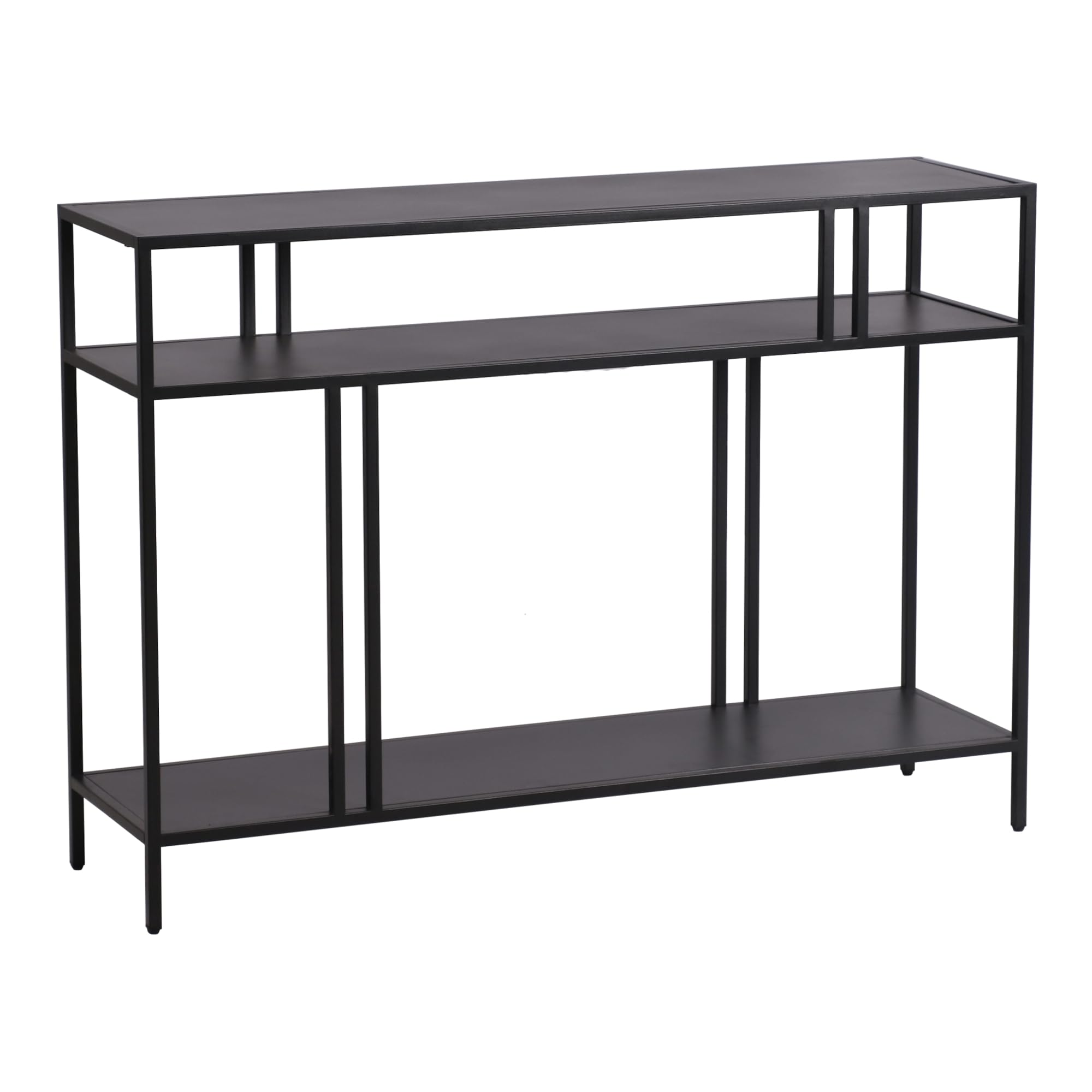 [en.casa] Mueble Recibidor Kumlinge Mueble Entrada Consola Recibidor Mesa Consola con 2 Estantes para Salón Pasillo Dormitorio Resistente Metal 78 x 110 x 30 cm - Negro