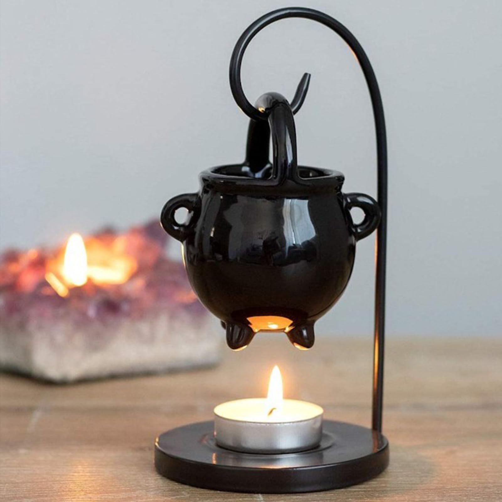 Quemador de aceite para brujas, adornos de Halloween, calentador de velas, colgante de cera, quemador de cera para aceites esenciales, para spa, yoga, meditación, decoración
