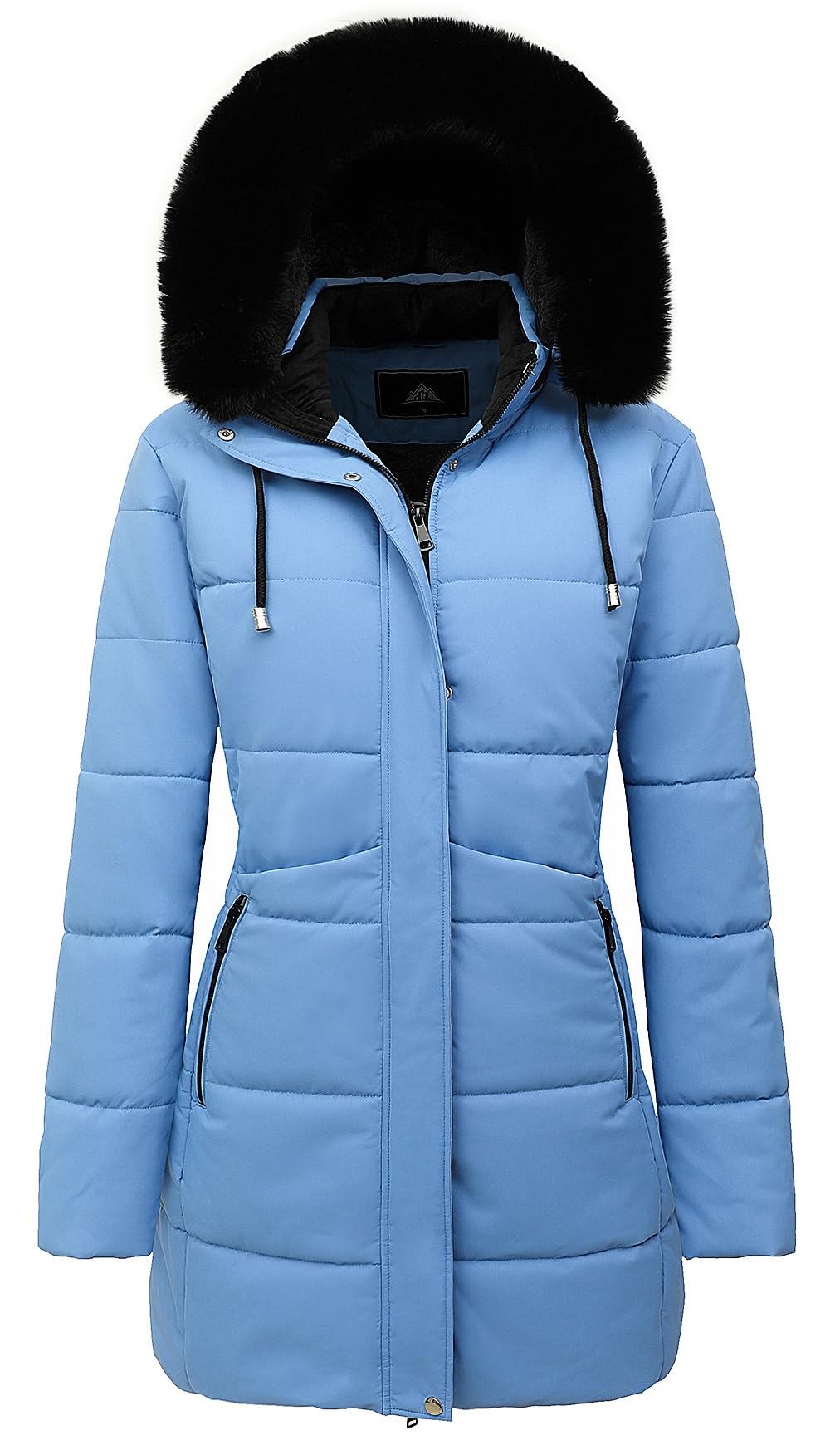 MOERDENGWomen's Winter Puffer Coat Thicken Fleece Lined Down Jacket Waterproof Faux Fur Detachable Hooded Parka