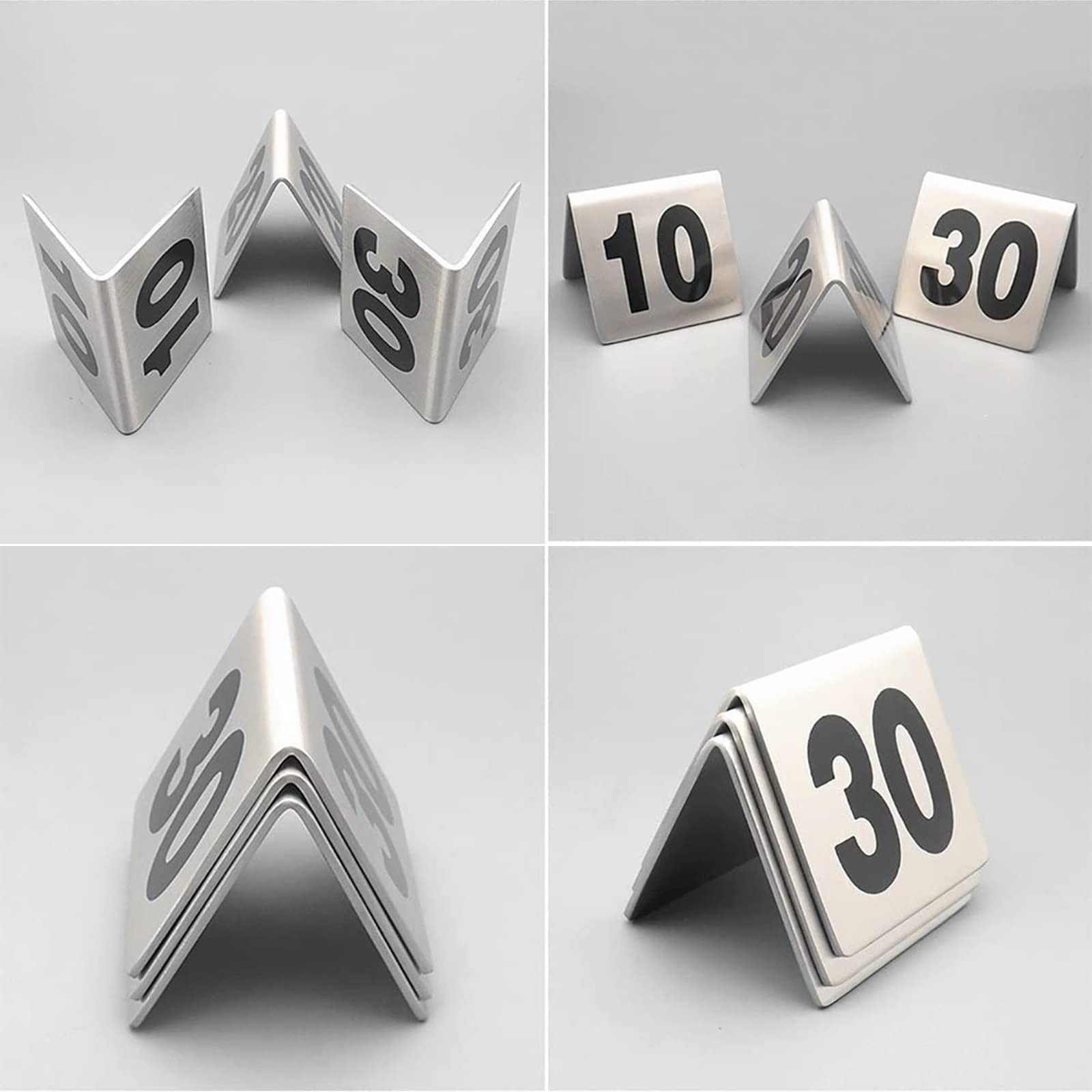 Números de mesa metálicos 1-50/100, tarjetas reciclables, resistentes y fáciles de limpiar, apilables, de doble cara para fácil reconocimiento, marcador de mesa para restaurante, cafetería, bar (