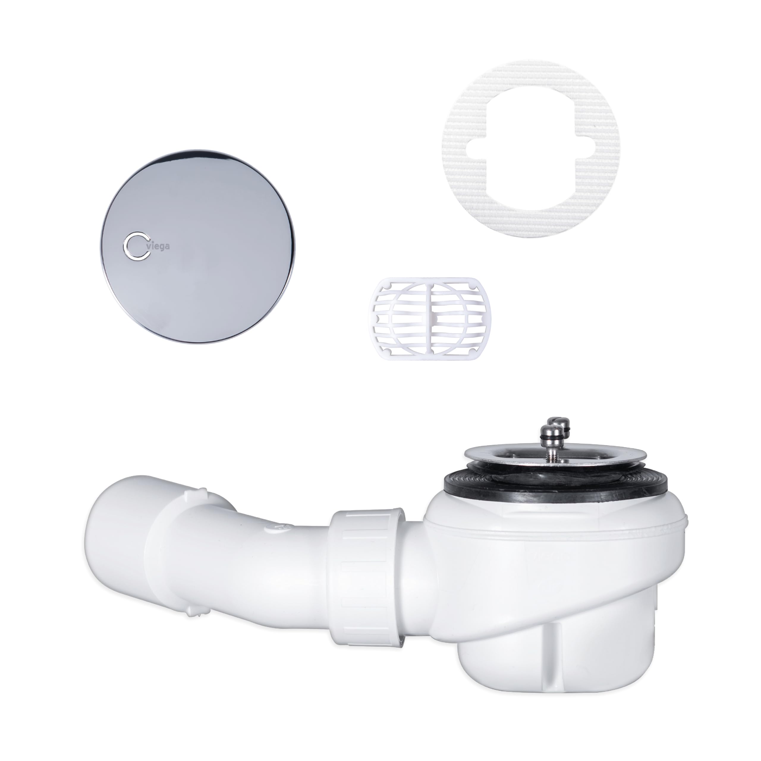 Ensemble TRAPFLEX - Ensemble de vidage Domoplex 6928 Siphon en Chrome (Horizontal) avec Filtre à Cheveux, Attrape-Cheveux Gratuit