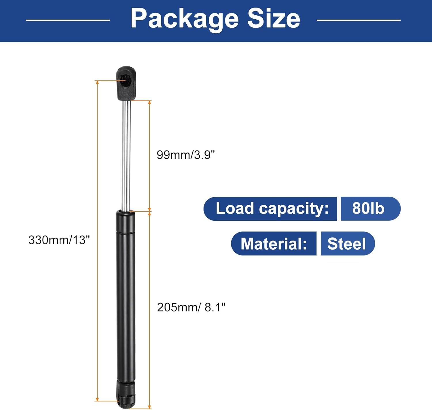 MECCANIXITY 13 Inch 80lb/356N Gas Strut Gas Shock Spring Lift Support Shock Strut Spring for Truck Door, RV Cabinet Door, Boat Window, Tool Box Lid, Storage Cabinet, 2 Pack