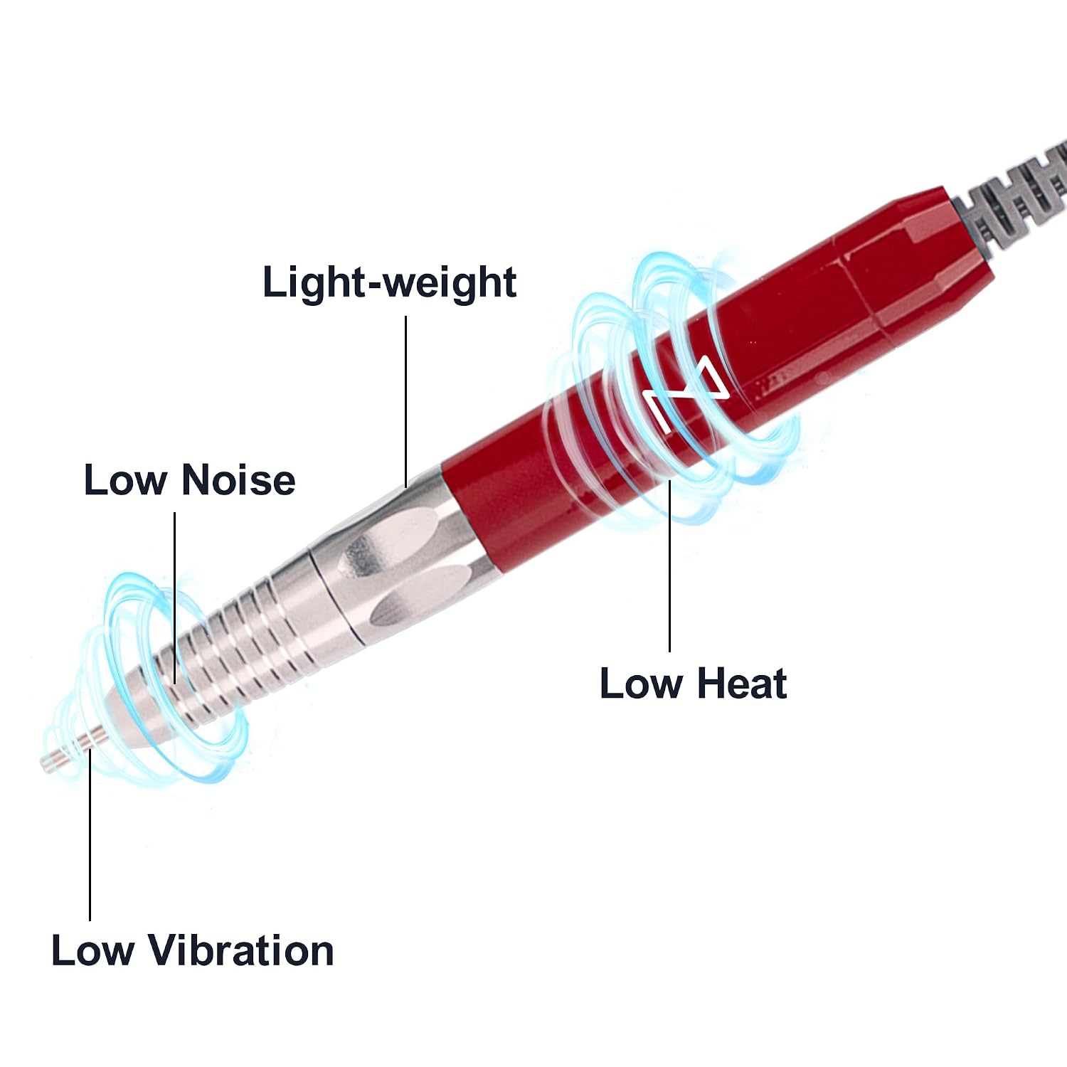 M - Max Brushless Motor Nail Drill Handpiece Only - 35K RPM | Machine Not Included | Compatible with M Brushless Nail Drill System (Handpiece - Red) image 4