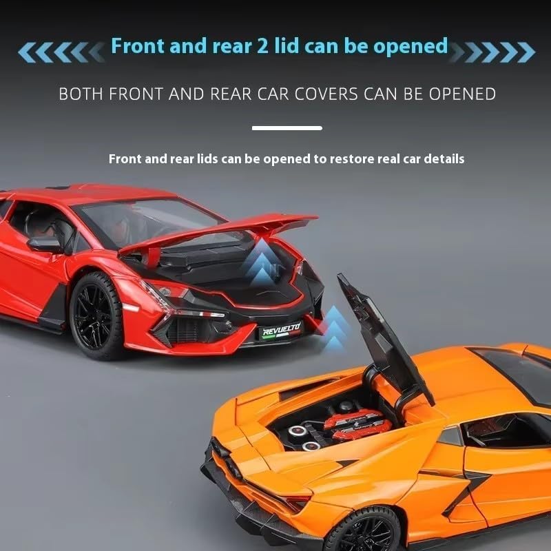 Image of Exclusive Alloy Metal Pull Back Die-Cast Car Diecast Metal Pullback Toy Car with Openable 6 Doors,Light Music Boys Gifts Toys (1:24 Lamborghini Revuelto LB774 Multicolor)