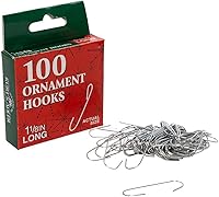 Kurt Adler 100 Pack Silver Christmas Ornament Hooks - Durable Box Set for Holiday Trees