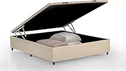 Box Baú Premium Linho Bege Casal - SONO DESIGN