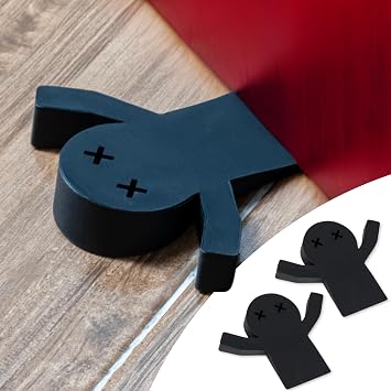 2-Pack Decorative Door Stoppers for Bottom of Doors 1" | Fun Cute Door Stop Cute Doors Stopper | Black Door Stops for Bottom of Door | Large Doorstops Wedge | 1-Inch High | 2-Pack Flat Mates