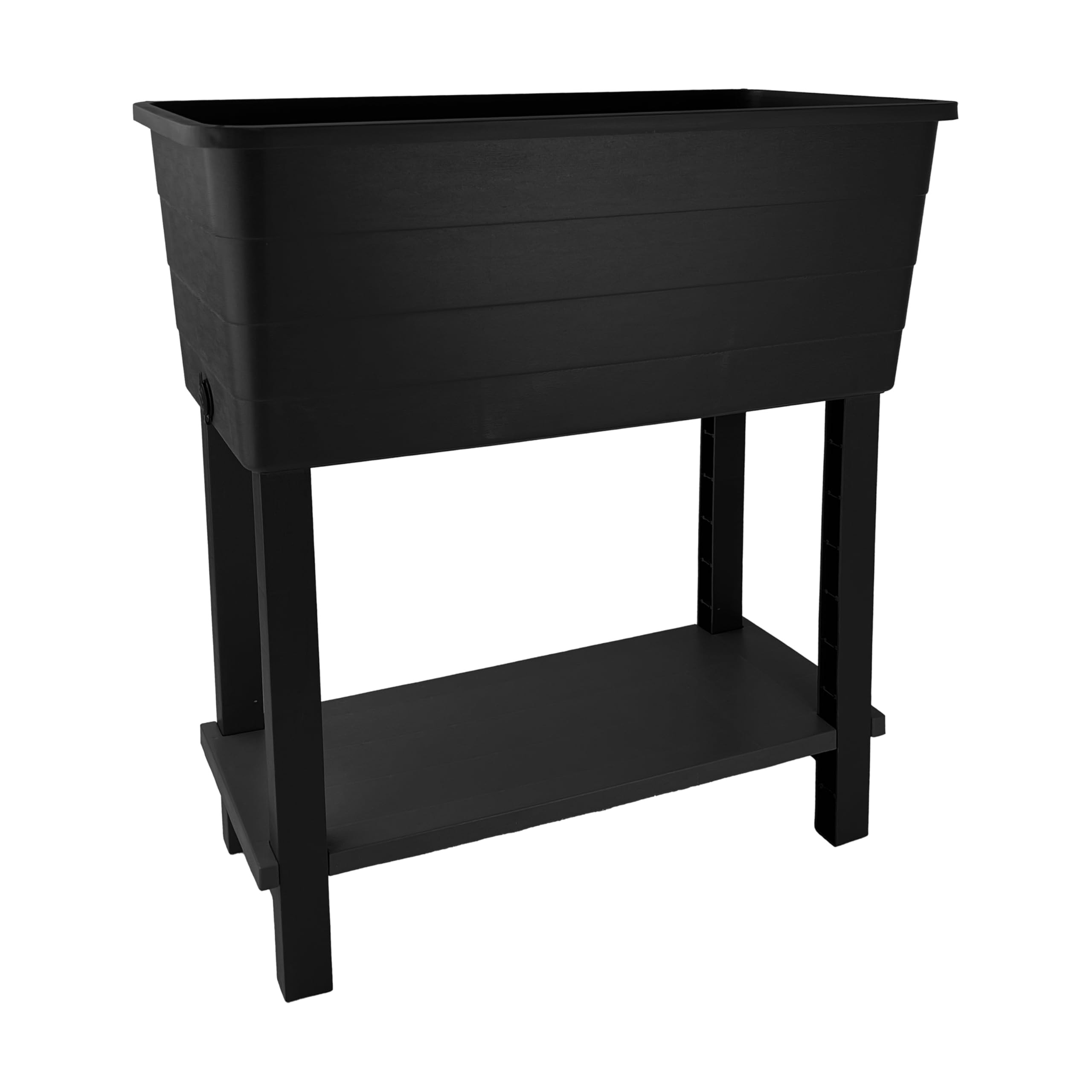 simpa XL Double-Tiered Raised Bed Black Plastic Trough Planter Long Pot - 76.5cm (L) x 74cm (H) x 36.5cm (D)