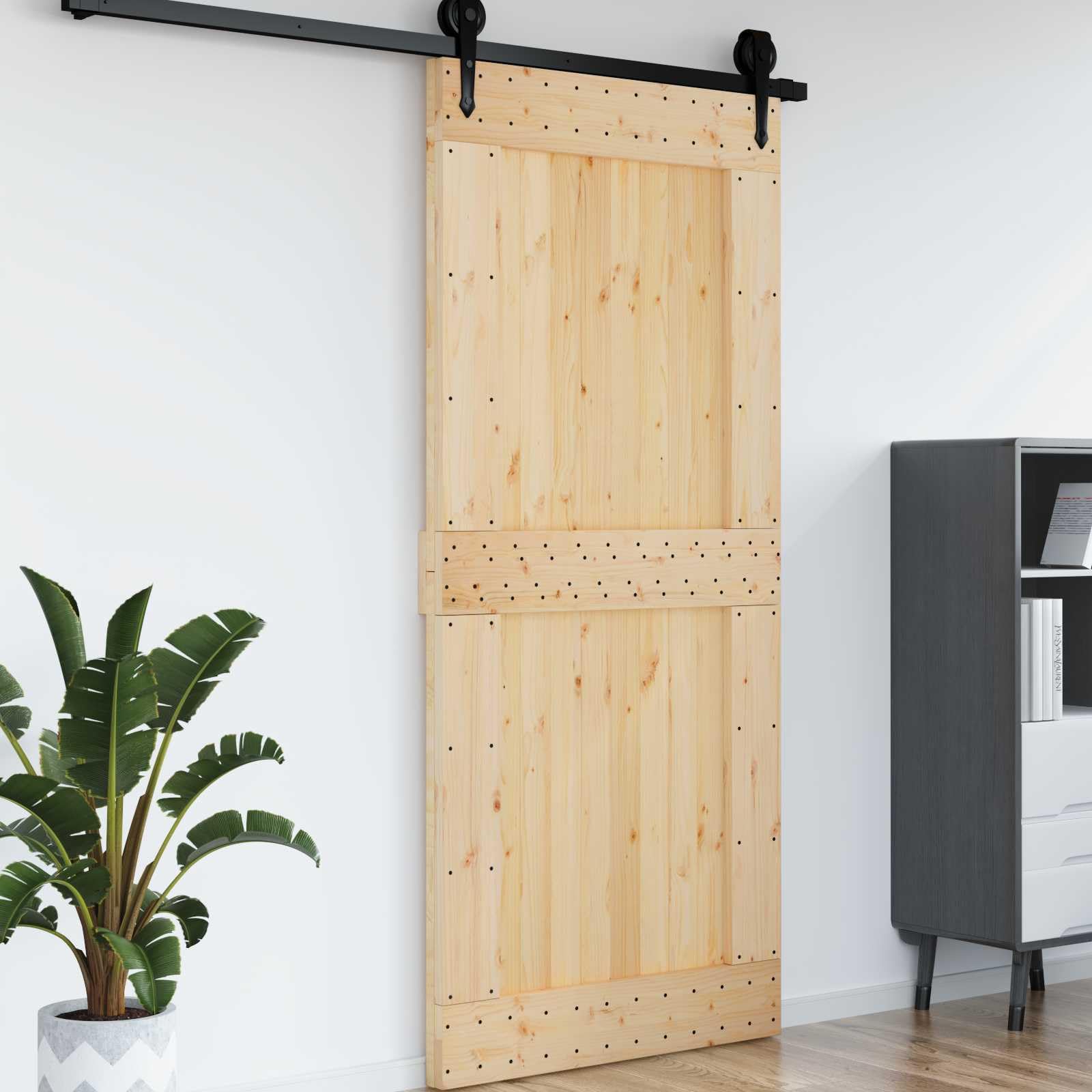 vidaXL Tür NARVIK Natur 100 x 210 cm Massivkiefer, Moderner rechteckiger Tür, aus massivem Kiefer, platzsparend, stylischer Raumteiler, funktionales Design