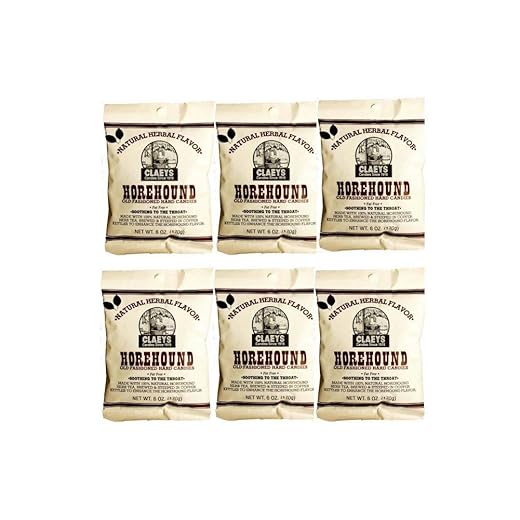 Natural Horehound Old Fashion Hard Candy (Six - 6 oz. bags = 2.25 lbs (36 oz total))