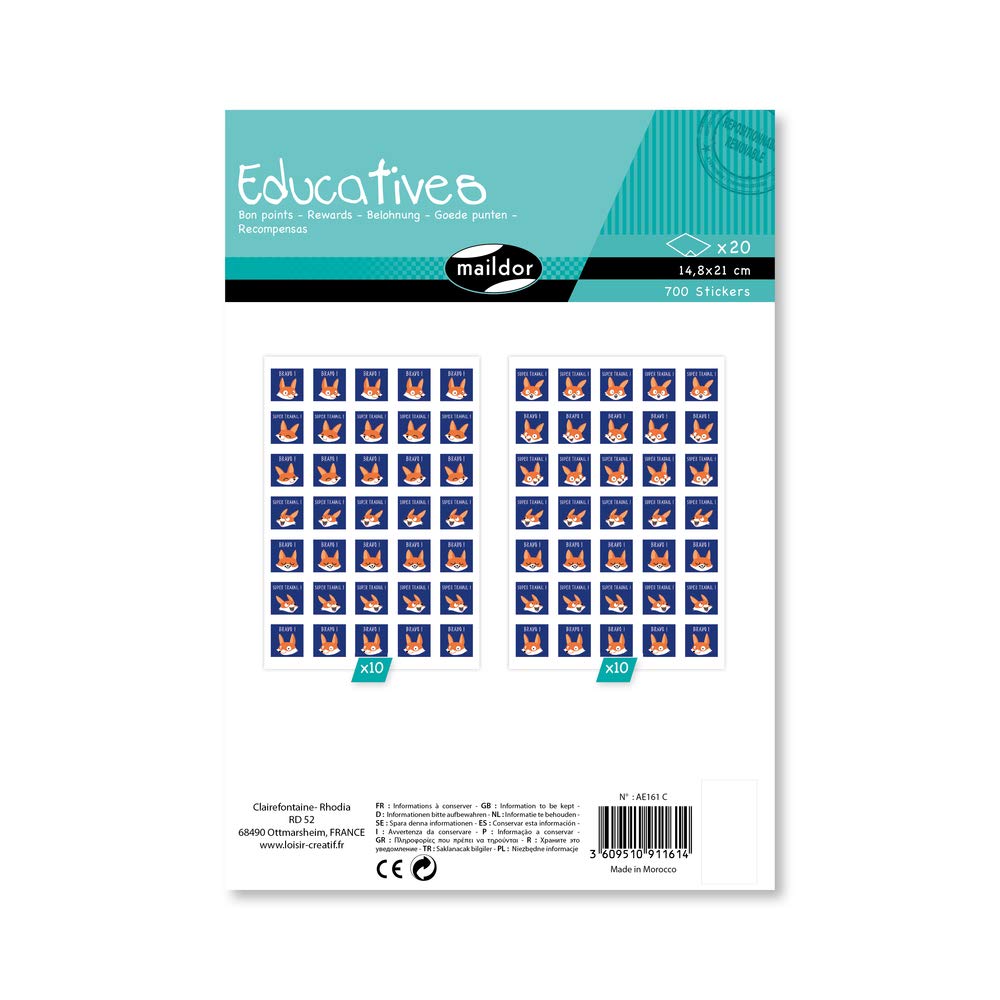 Maildor AE161C, EDUCATIONAL STICKERS, 20 sheets, Dimensions: 16x21 cm, GOOD POINTS (700 stickers)