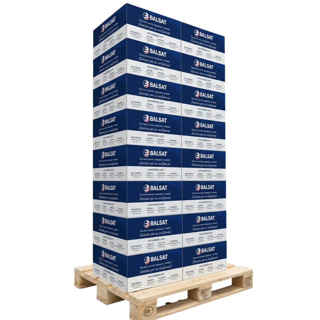 BALSAT Pallet de Rollo Ticket 80x80 Termico - 2500 ud. Papel Impresoras TPV (50 Cajas de 50 Rollos)