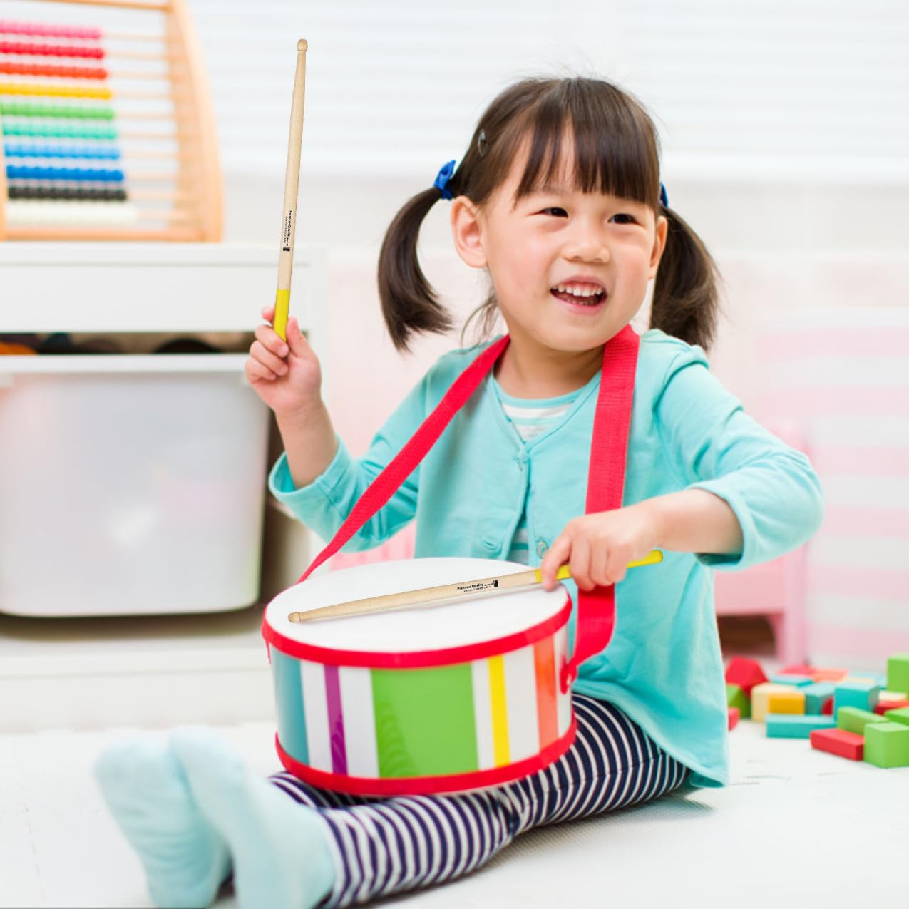 Abaodam 12 Paare Holz Schlagzeugstöcke Rutschfeste Drumsticks für Anfänger Erwachsene und Vielseitig Einsetzbar Langlebig und Stabil Farben