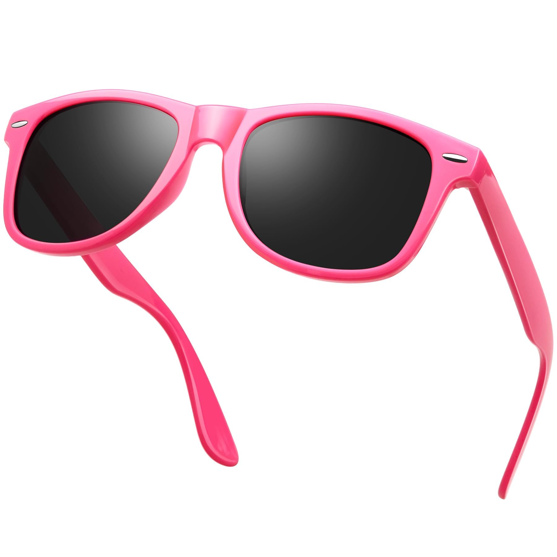 KANASTAL Polarisiert Sonnenbrille Herren und Damen Retro Klassische Rectangular Sonnenbrille UV400 Schutz für Fahren Wandern Golf Angeln, Rosa Rahmen Schwarz Gläser