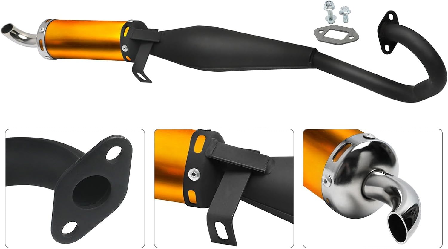 High Performance 43cc 47cc 49cc 2 Stroke Exhaust Muffler Pipe for Mini Pocket Bike, Pit Dirt Bike, Scooter, Gas Motor Engine, Cooling Upgrade Replacement for Racing & Off-Road Bikes