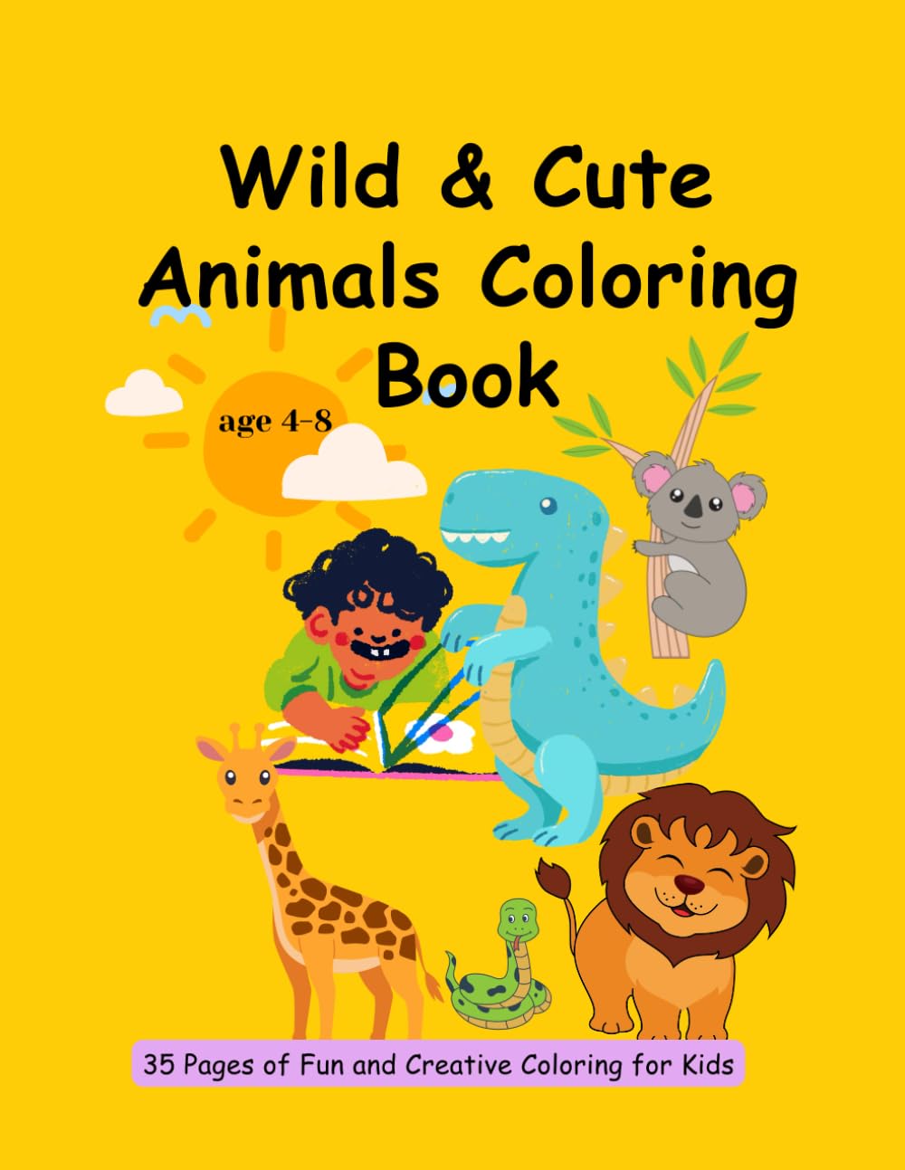 Wild & Cute Animals Coloring Book: 35 Pages of Fun and Creative Coloring for Kids