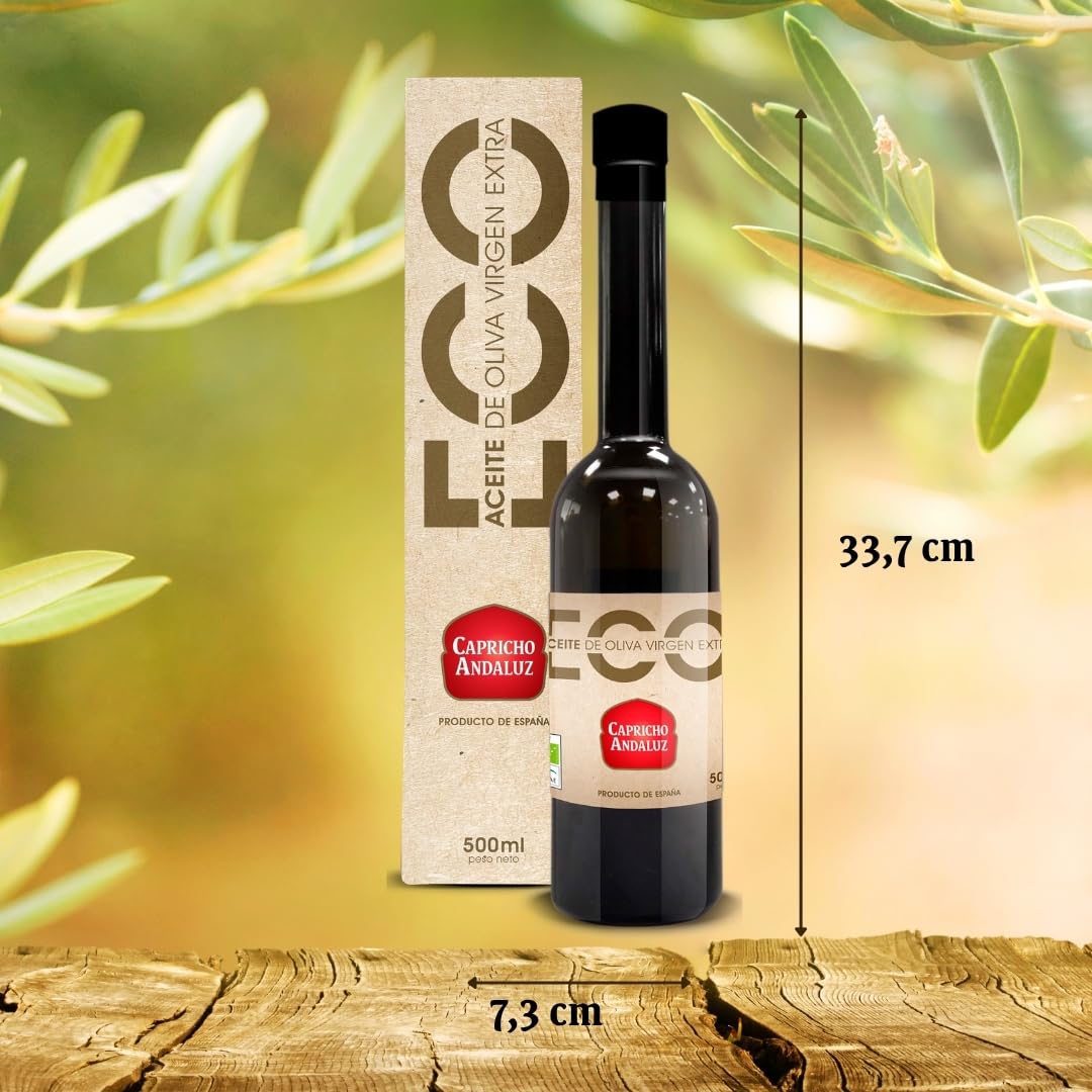 Capricho Andaluz - Aceite de Oliva Virgen Extra Estuche Eco Gourmet de 500 ml, Aporta un Sabor Único a tus Platos con un Formato Exclusivo para Regalar