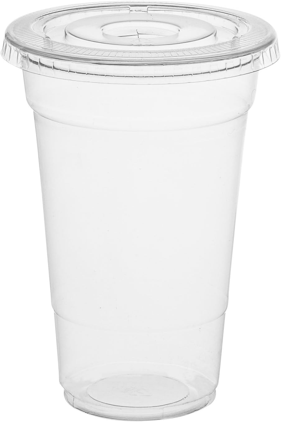 ESKAY PRODUCTS 10 oz.Clear Cups with Flat Lids, for Milkshake, Smoothies, Iced Coffee, Boba, Bubble Tea Disposable Cup, 50 Cups with Lids