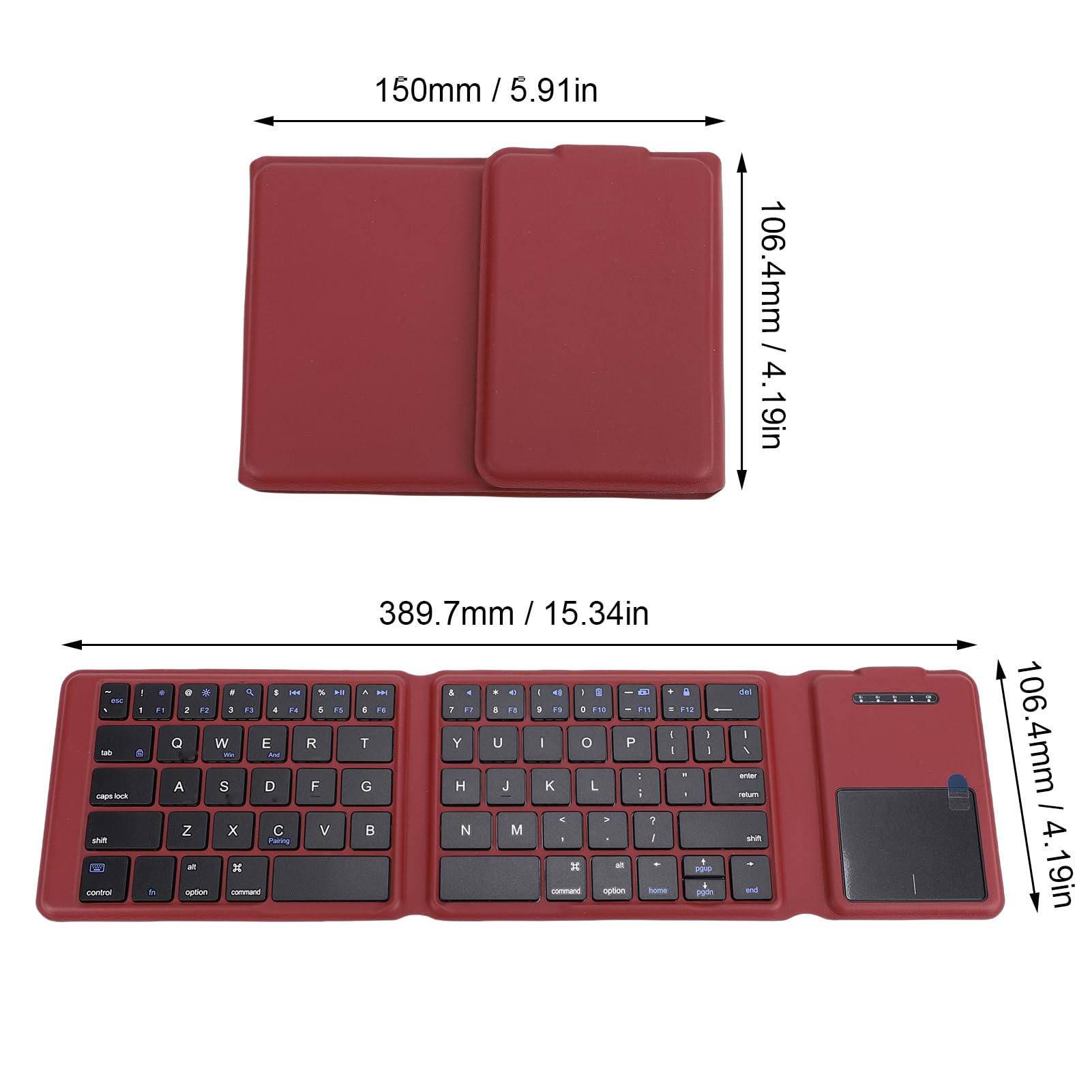 Asixxsix Tastiera Pieghevole con Touchpad, Tastiera da Viaggio Bluetooth Wireless Ultra Sottile e Pieghevole, Collega Fino a 3 Dispositivi, Ricaricabile, Tascabile, per Telefono