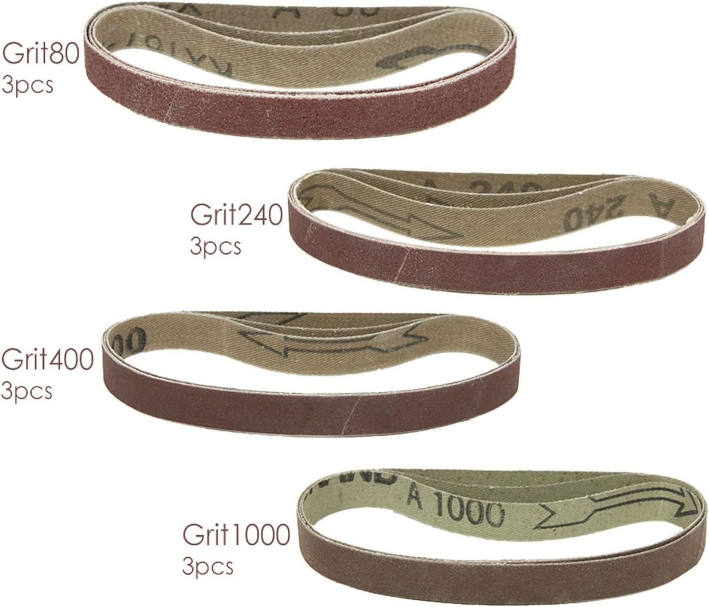 MAYABI Nastro abrasivo, 12 Pezzi 13 x 305 mm con Carta abrasiva Mista Grana 80~1000 for lavori affilati WSKTS-W 1/2x12 affilacoltelli for molatura, affilatura