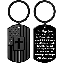 Son Gifts from Mom Dad, Teen Boy Gifts, Son Birthday Christmas Valentines Day Graduation Gifts, Dog Tag Cross Keychain