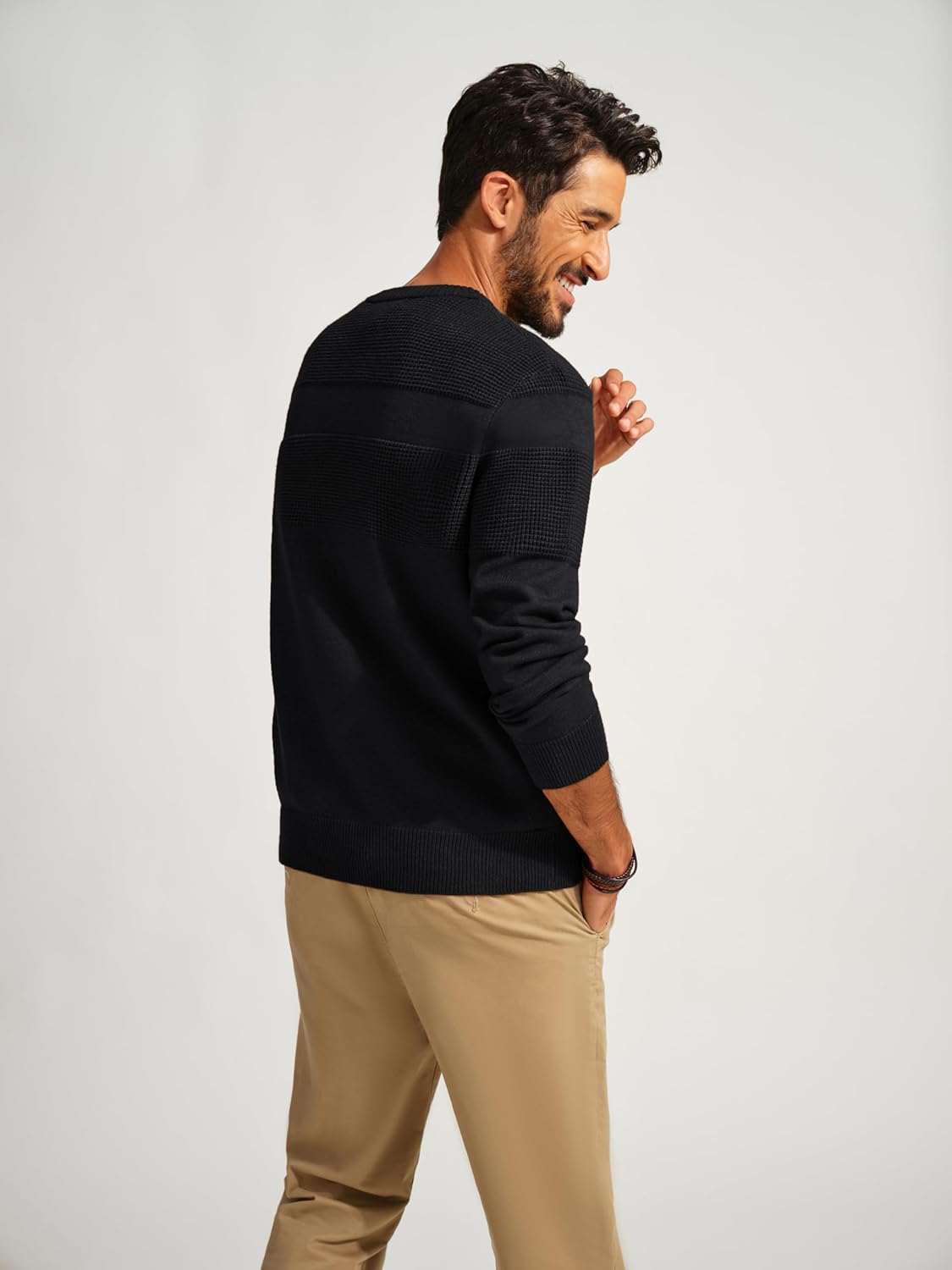 PJ PAUL JONES Mens Sweater Casual Crew Neck Pullover Textured Knit Sweaters - Image 2