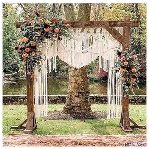 American Knit Handmade Bohemian Macrame Wedding Backdrop Decor Boho Chic Macrame Wall Hanging Style Macrame Tapestry Macrame Curtain & Macrame Arch (W 75 X L 85)