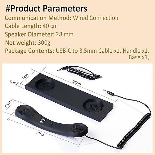 Miniatura 4 de Receptores de teléfono retro con enchufe USB-C para teléfono móvil, tableta, laptop, auriculares con botón de respuesta y llamada cómoda, gran