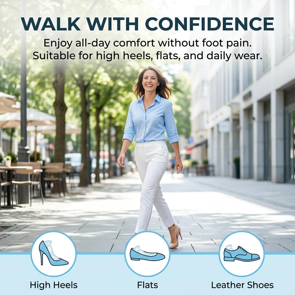 8 Piezas Plantillas Para Tacones De Mujer, Almohadillas Para Talón, Antideslizantes, Recortables, Protegen La Punta, Cómodas Para Zapatos Ajustados O Grandes, Adecuadas Para Tacones Mujer