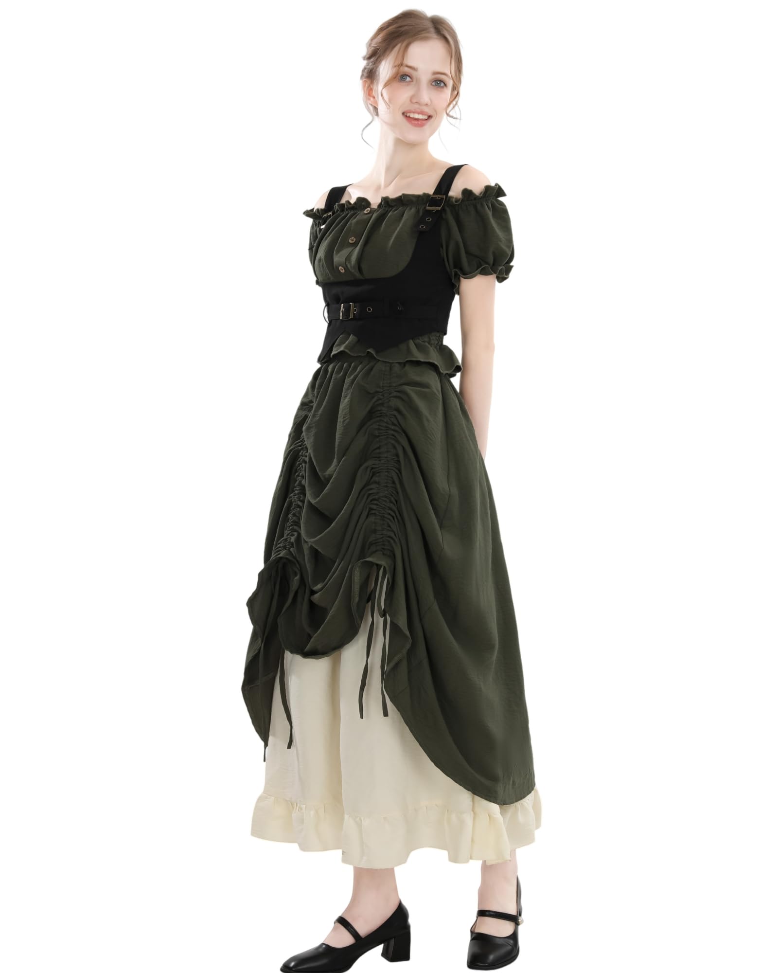 Mittelalter Kleidung Damen Viktorianisches Kleid Renaissance Kleid Damen aumwolle Maxikleid Kurzarm