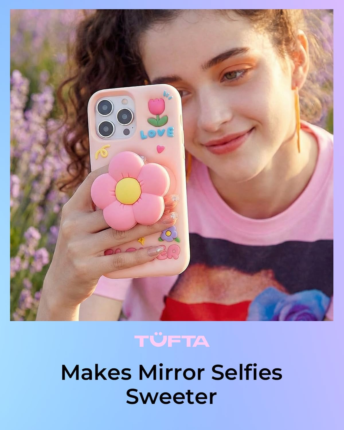 for iPhone 16 Case, Kawaii 3D Flower Pop-Up Grip for Girls image 3