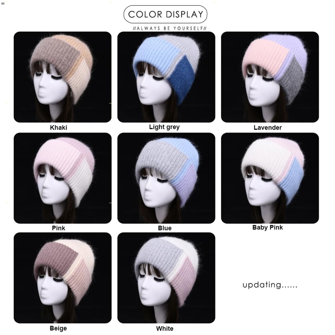 Wvapzxx Chapeau D'hiver En Fourrure Pour Femmes, Bonnet Tricoté Doux Et Chaud, Bonnet Skullies