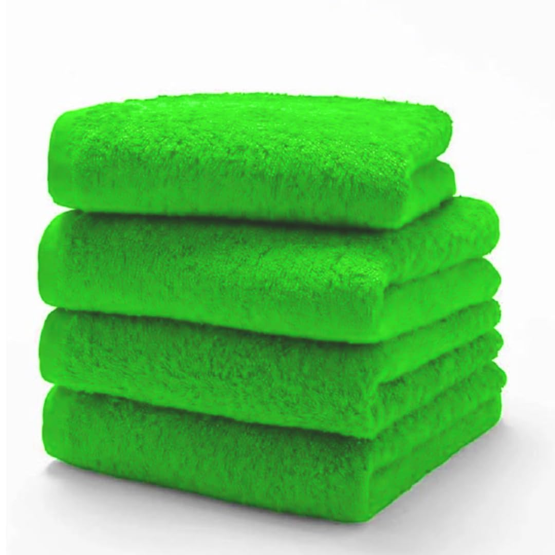 Diamond Tex 4 Pack Cotton Face Cloth Set 30 x 30 cm Flannel Washcloth Towels Extra Absorbent & Quick Dry Hotel Gym, Golf, Spa 600-GSM (Lime Green) — image 1