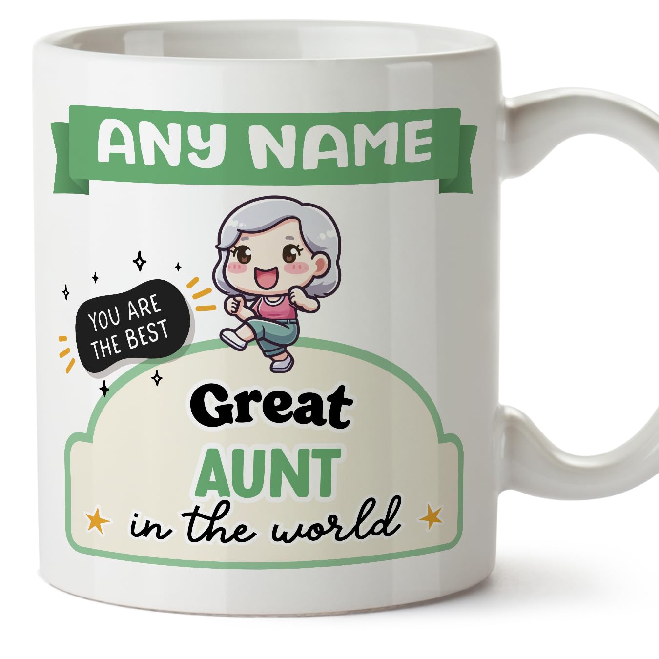 MUGFFINS Great Aunt Mug - in English - Best in The World - Kawaii - Funny Gift - Ceramic 11oz Mug
