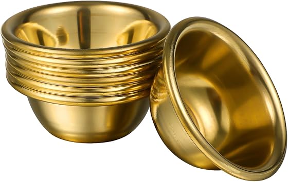 PATKAW 7Pcs Copper Offering Bowl Set Buddhist Water Bowls Tibetan Worship Cup Holy Water Bowl Buddhist Alar Supplies for Yoga Meditation Random Color