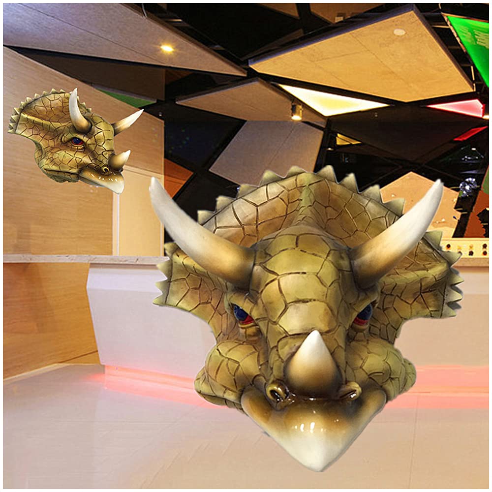 YXCQHZM Triceratops ściana głowa wisząca dekoracja ścienna rzeźba tablica figurka realistyczna prehistoryczna jurajski dinozaur replika ziemi przed czasem epoka lodowcowa dinozaury