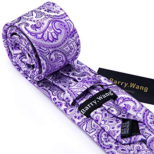 Image of Barry.Wang Paisley Tie Fashion Set Hanky Cufflinks Neckties for Men Woven Silk