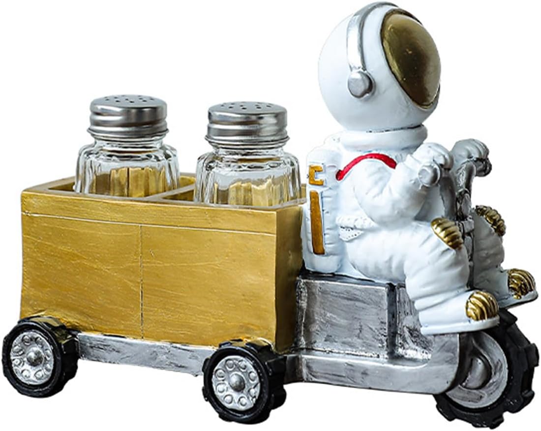 Astronaut Riding Carts Statue, Resin Decorative Salt and