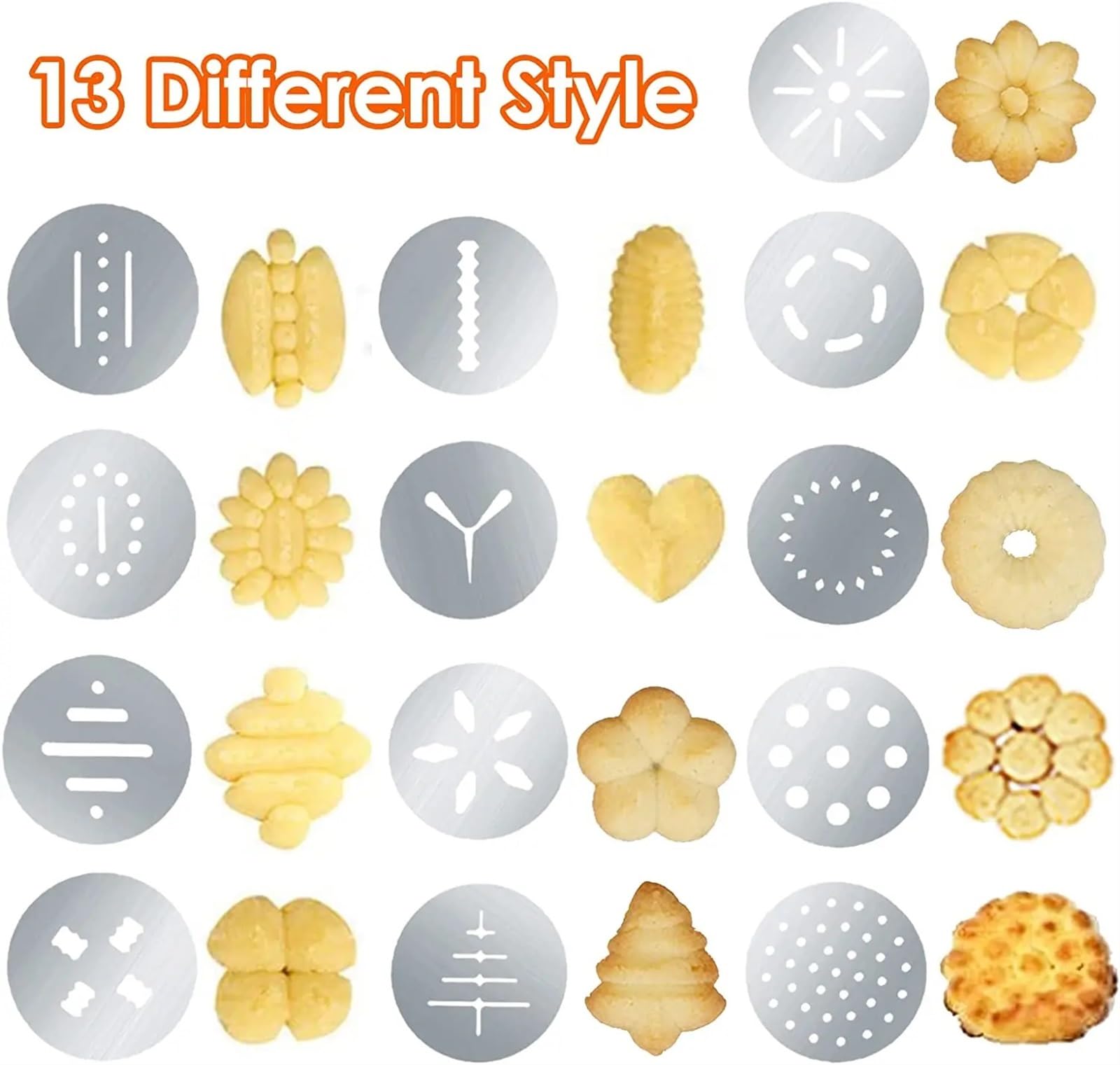 Jeringa Para Pastelería De Acero Inoxidable 21Pcs/set Stainless Steel Cookie Decorative Biscuit Hand Pressing Machine Household DIY Baking Tools Kitchen Accessories Para Tartas, Pasteles
