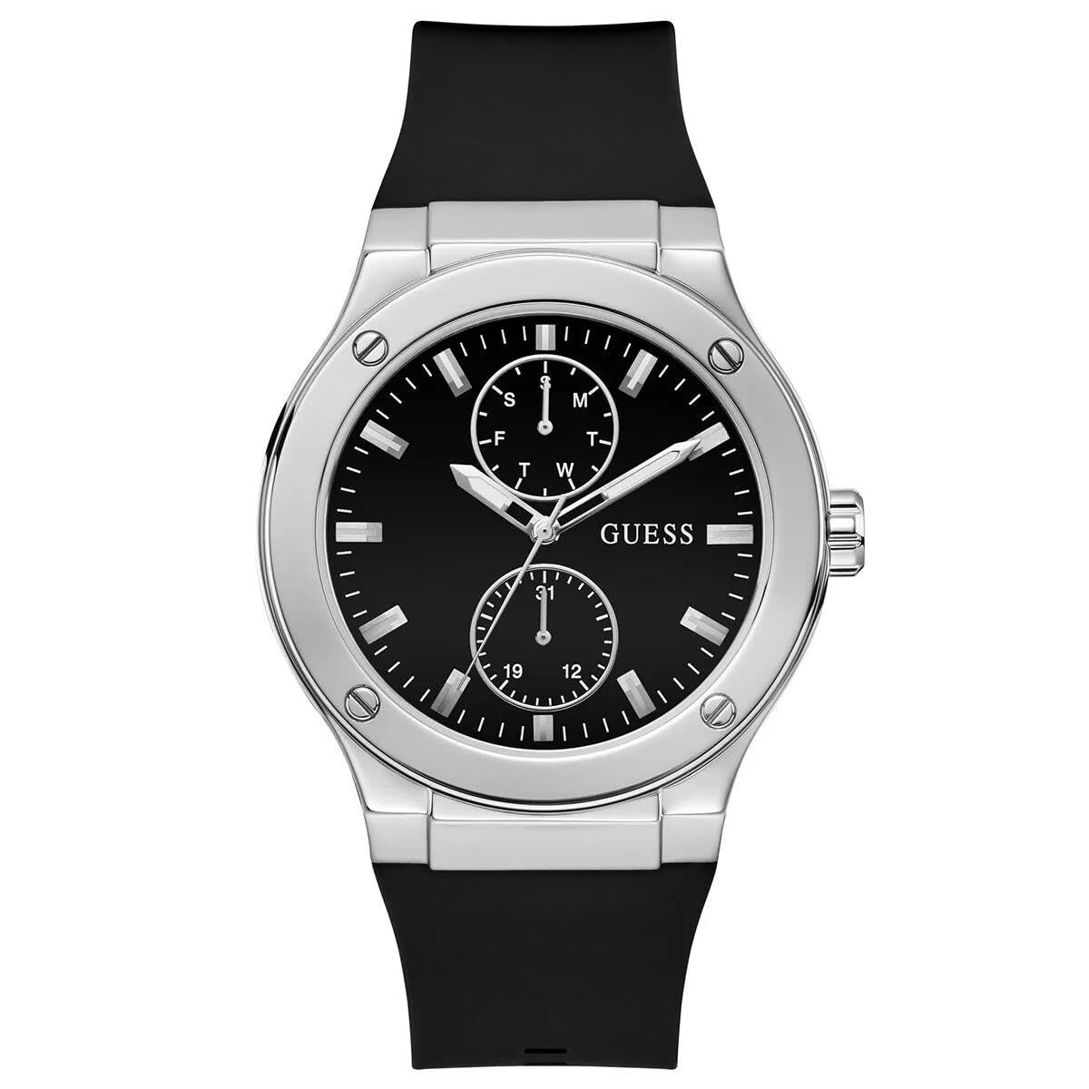 GUESS Silicone Men Black Analog Round Dial Watch- Gw0491G3, Black Band (B0CLF3RVQT) Amazon Price History, Amazon Price Tracker