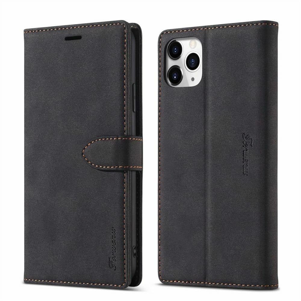 Generic etui kompatybilne z iPhone 16 PRO MAX (kolor: czarny) skórzany portfel magnetyczne etui z klapką z dodatkowym miejscem na karty