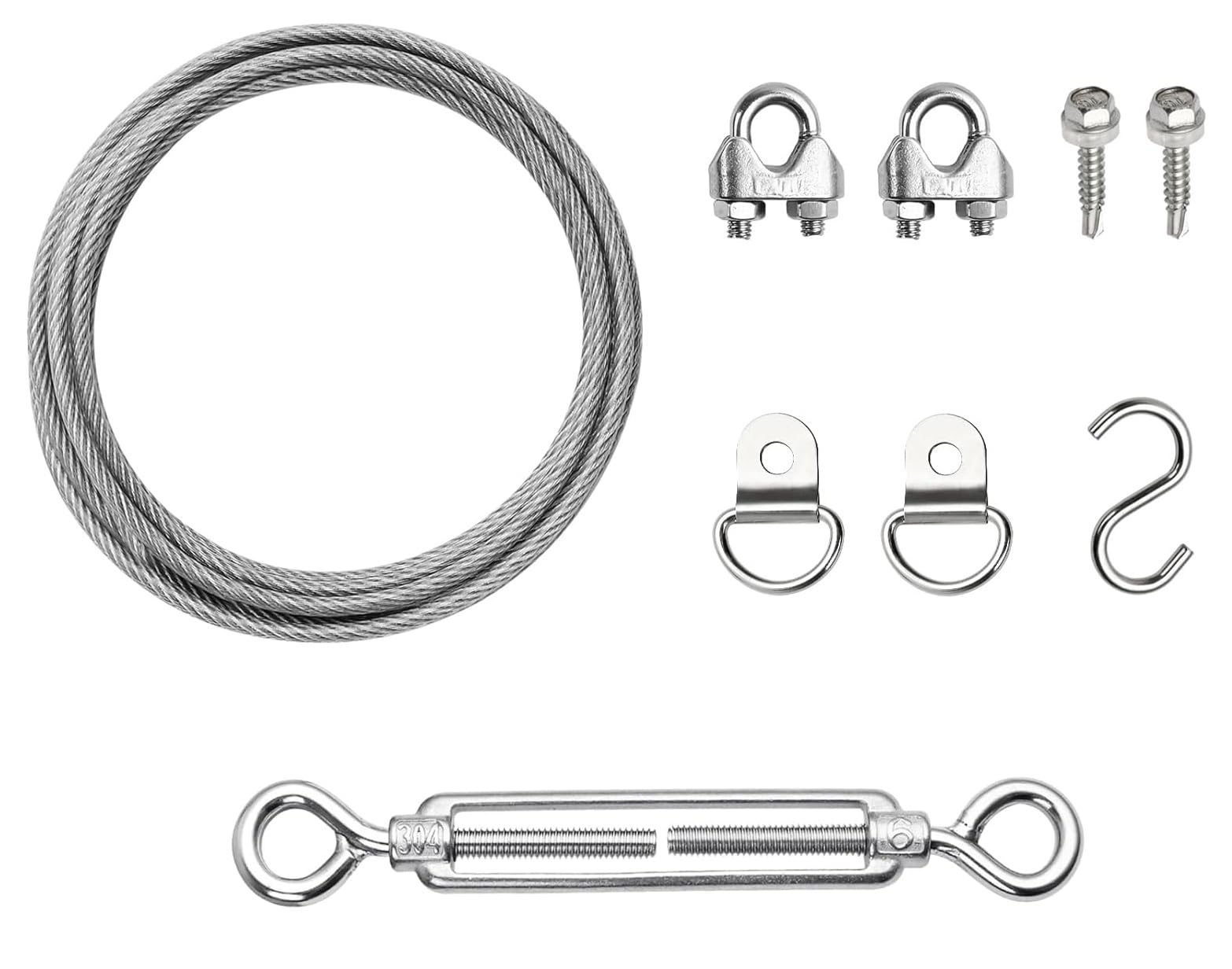 Anti-Sag Door Kits, for Wooden Fence, Anti-Sag Gate Support Cable Kit, for Exterior Use, Gate Frame Kit (Silver)