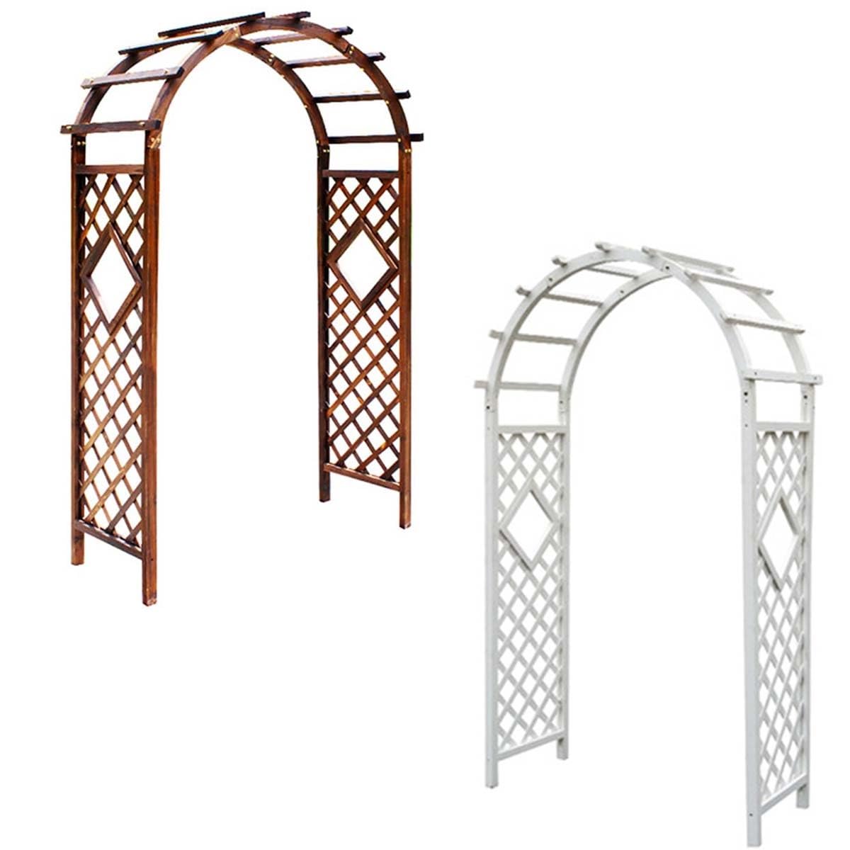 Drewniany łuk ogrodowy, wytrzymałe łuki różane, krata, biała pergola, podpory, bardzo szerokie, 160 cm, dekoracje ślubne na ceremonię plenerową