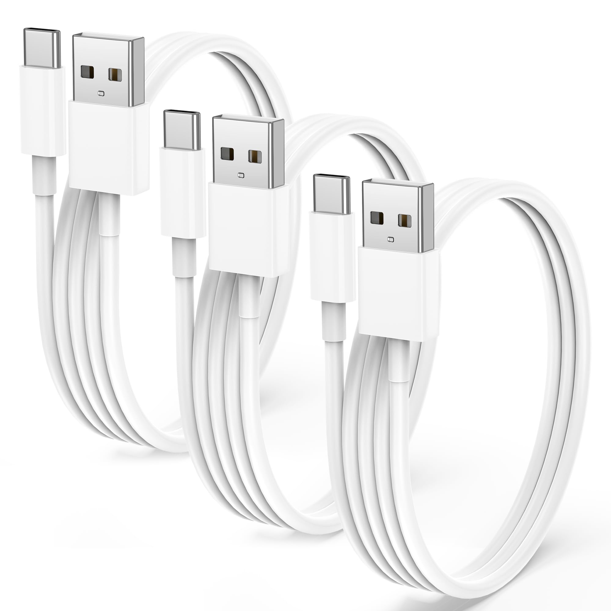 USB A auf USB C Kabel 1M Weiß, 3 Stück 3A USB2.0 Quick Charge 3.0 USBA zu USBC Ladekabel Schnellladekabel 1M, Type A to Type C Cable 1 Meter für iPhone 17 16 15 Pro Max Samsung Google Huawei OnePlus